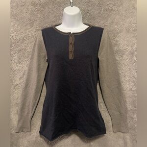 Fabiana Filippi Henley Shirt Womens XS Colorblock Top Virgin Wool Blend Luxury